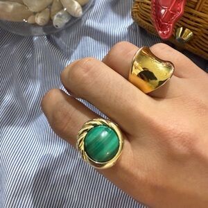 14k Gold Malachite Ring